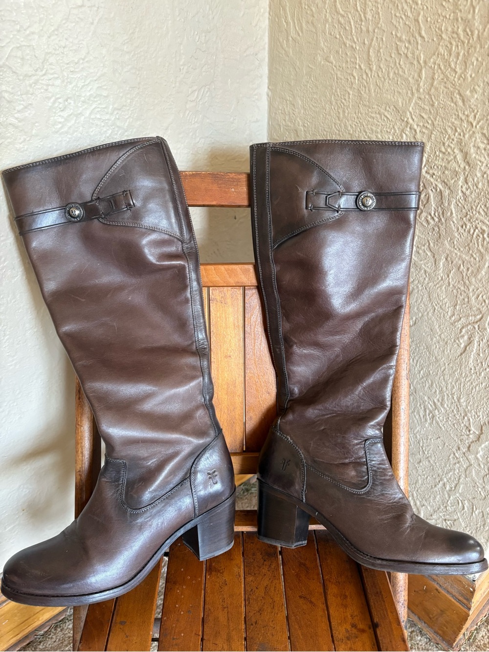 Frye Malorie Dark Brown Leather Knee Boots